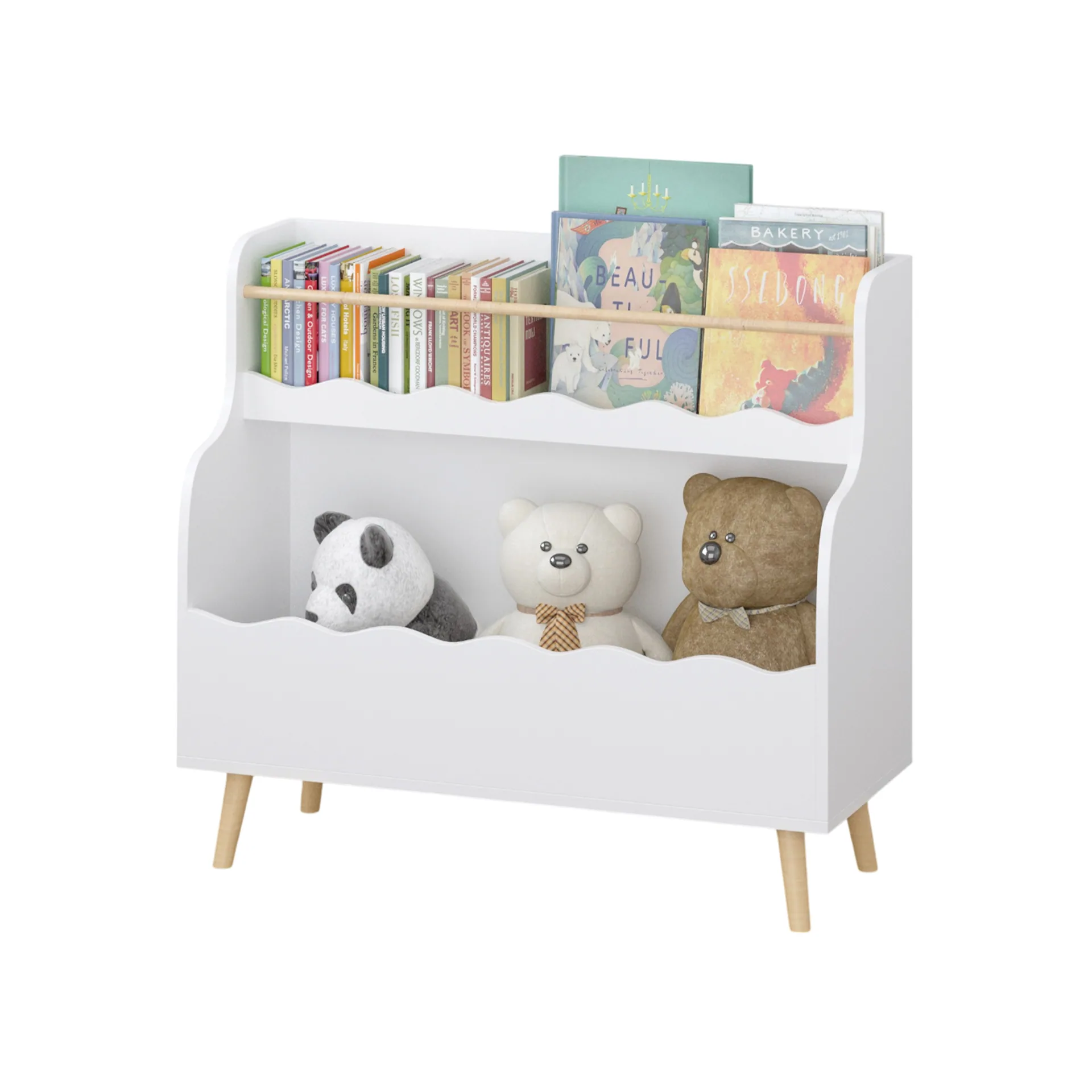 Kids Bookcaes, Children Book Organizer, Toy Storage Cabinet Organizer, White — detail 9