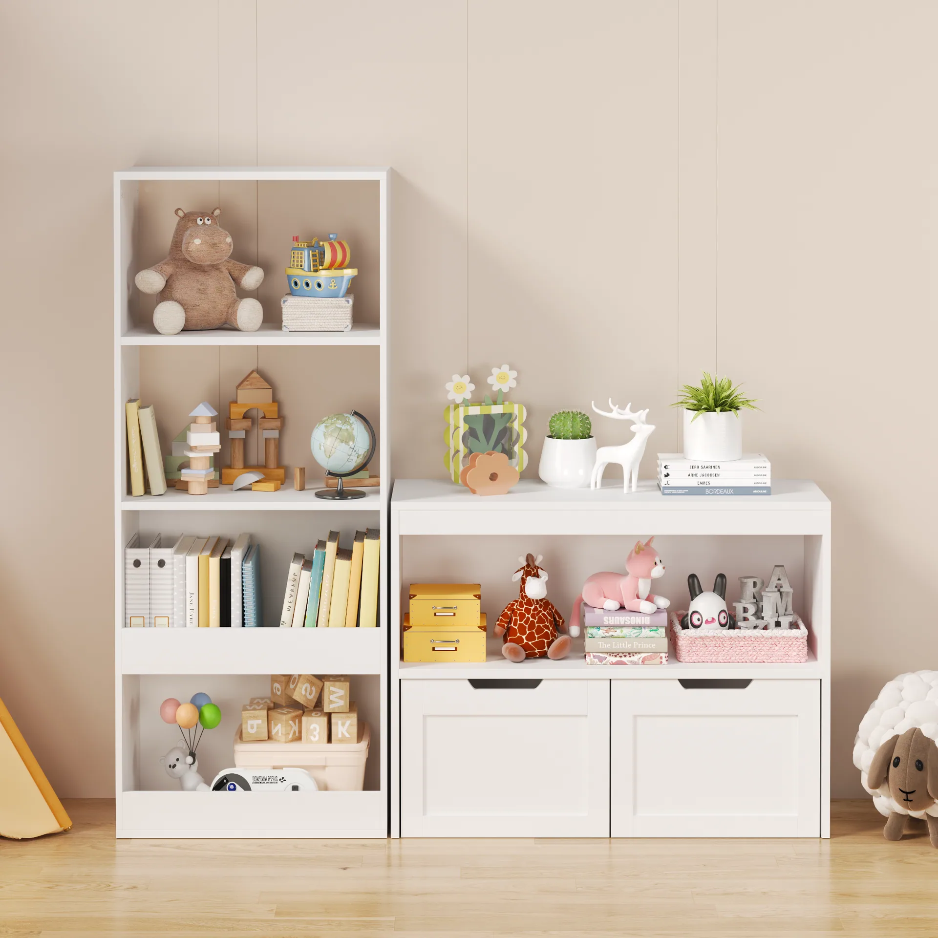 Book Organizer, Toy Storage Cabinet Organizer, White — detail 1