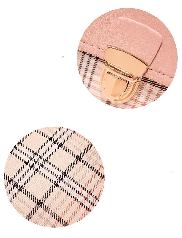 Ladies Check Lock Small Backpack One Shoulder Diagonal Handbag Coin Purse — detail 4