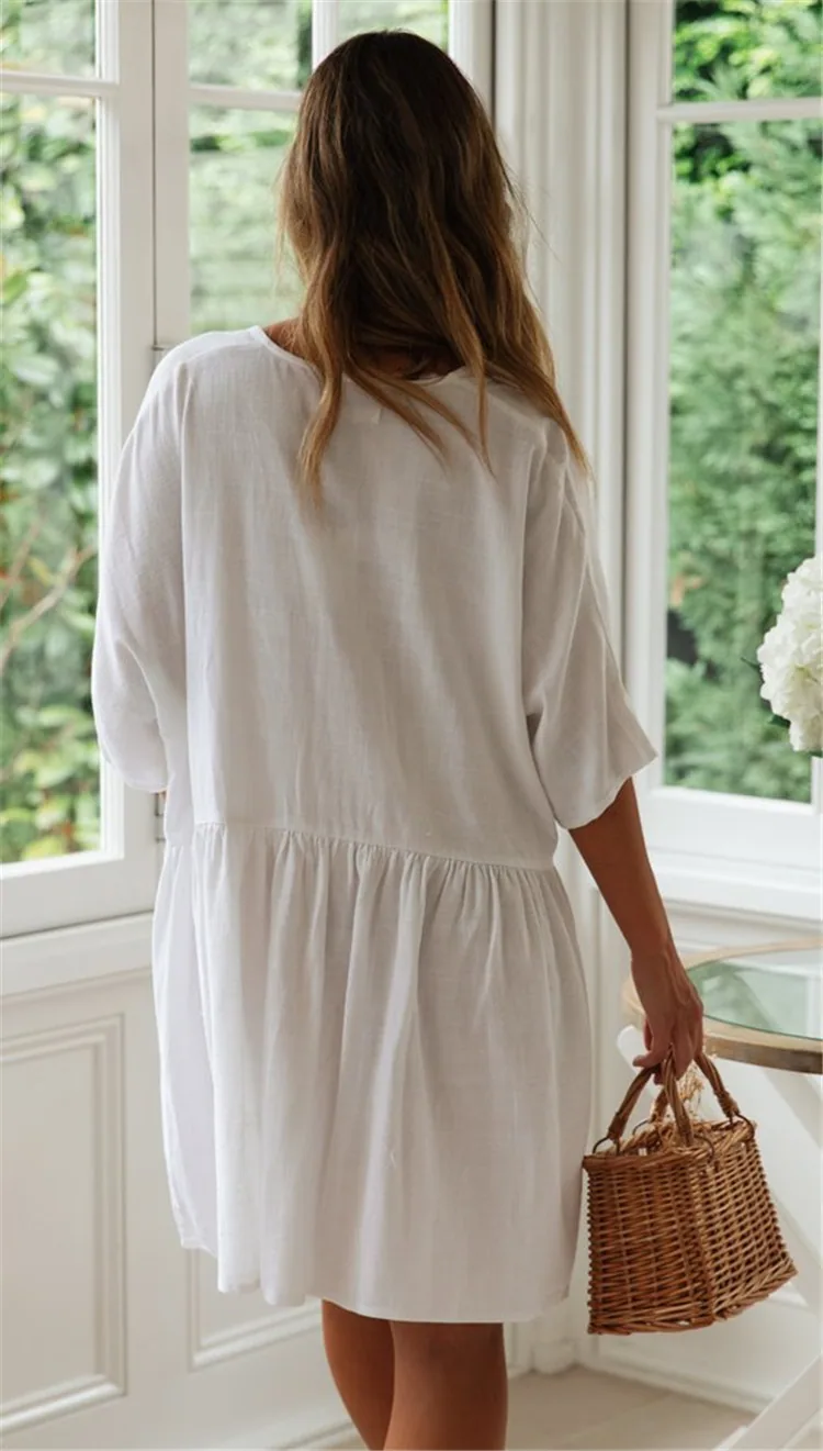 Beach Bikini Blouse Loose Button Vacation Skirt — detail 4
