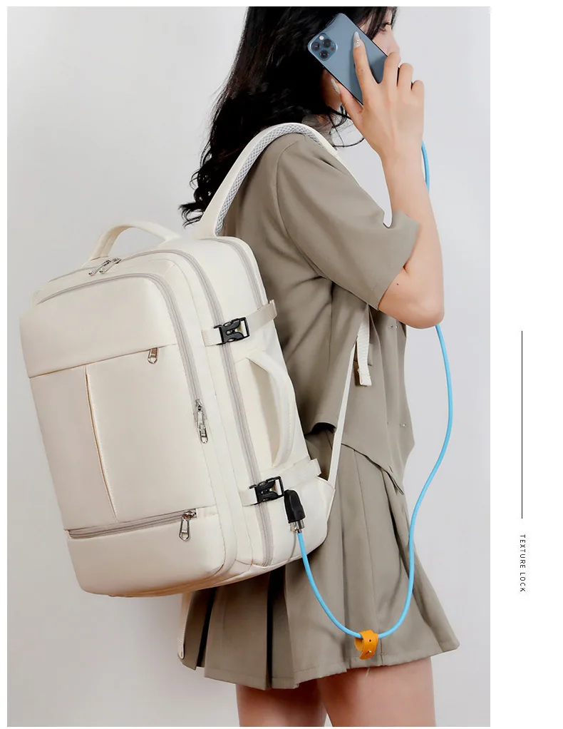 Large Capacity Backpack For Women Men Multiple Pockets And Zippers Versatile Computer Bags Business Travel Backpack — detail 5