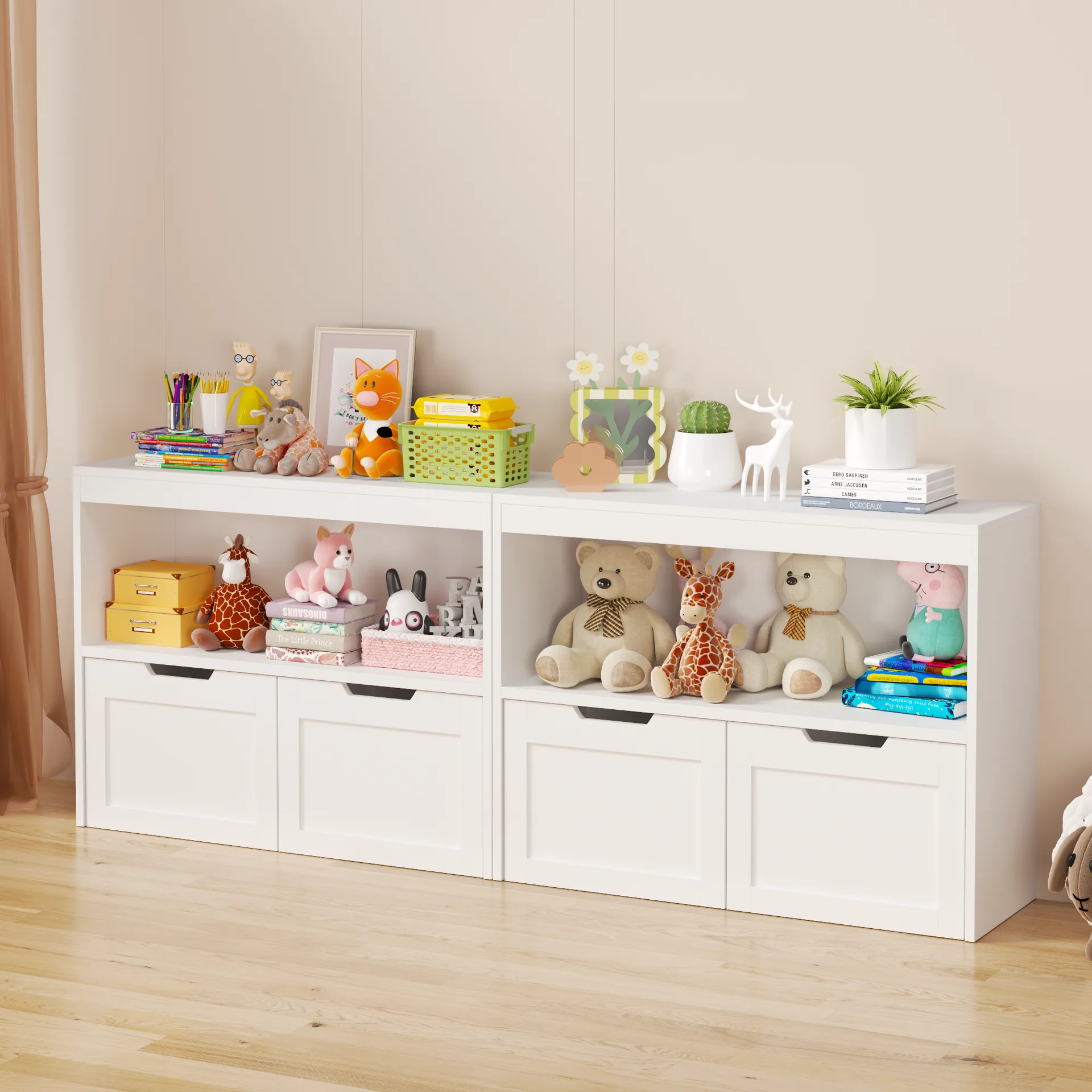Book Organizer, Toy Storage Cabinet Organizer, White — detail 14