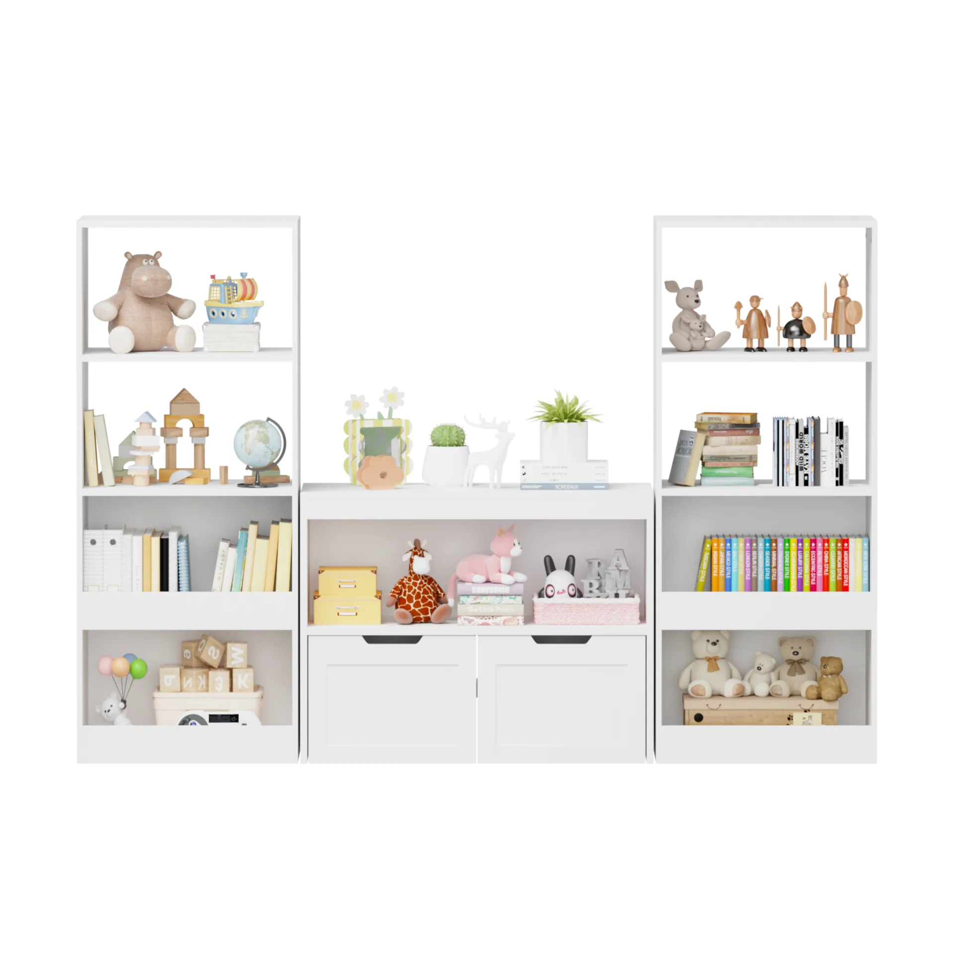 Book Organizer, Toy Storage Cabinet Organizer, White — detail 4