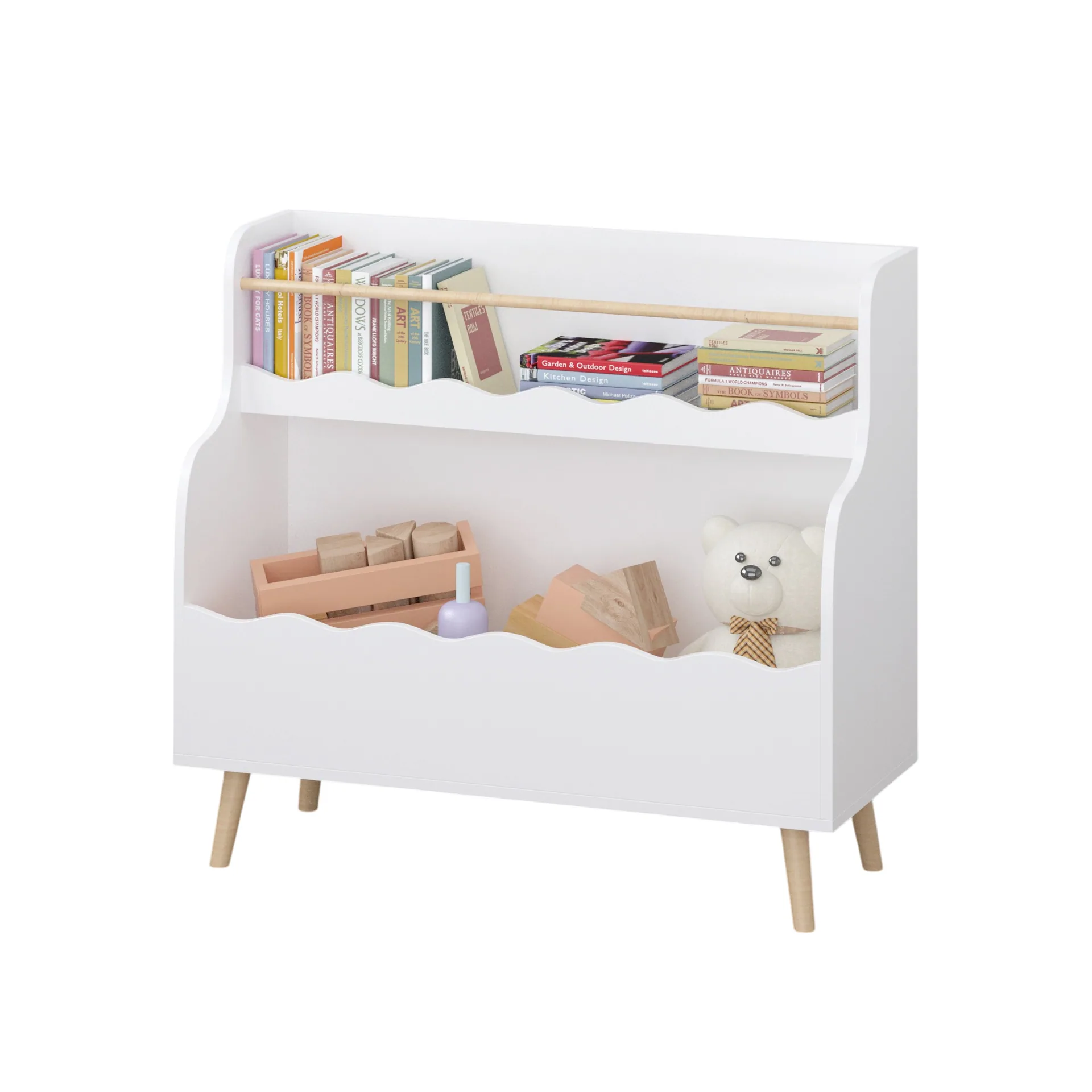 Kids Bookcaes, Children Book Organizer, Toy Storage Cabinet Organizer, White — detail 10