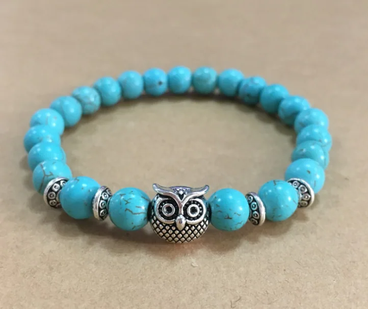Natural Stone Owl Head Yoga Bracelet — detail 8