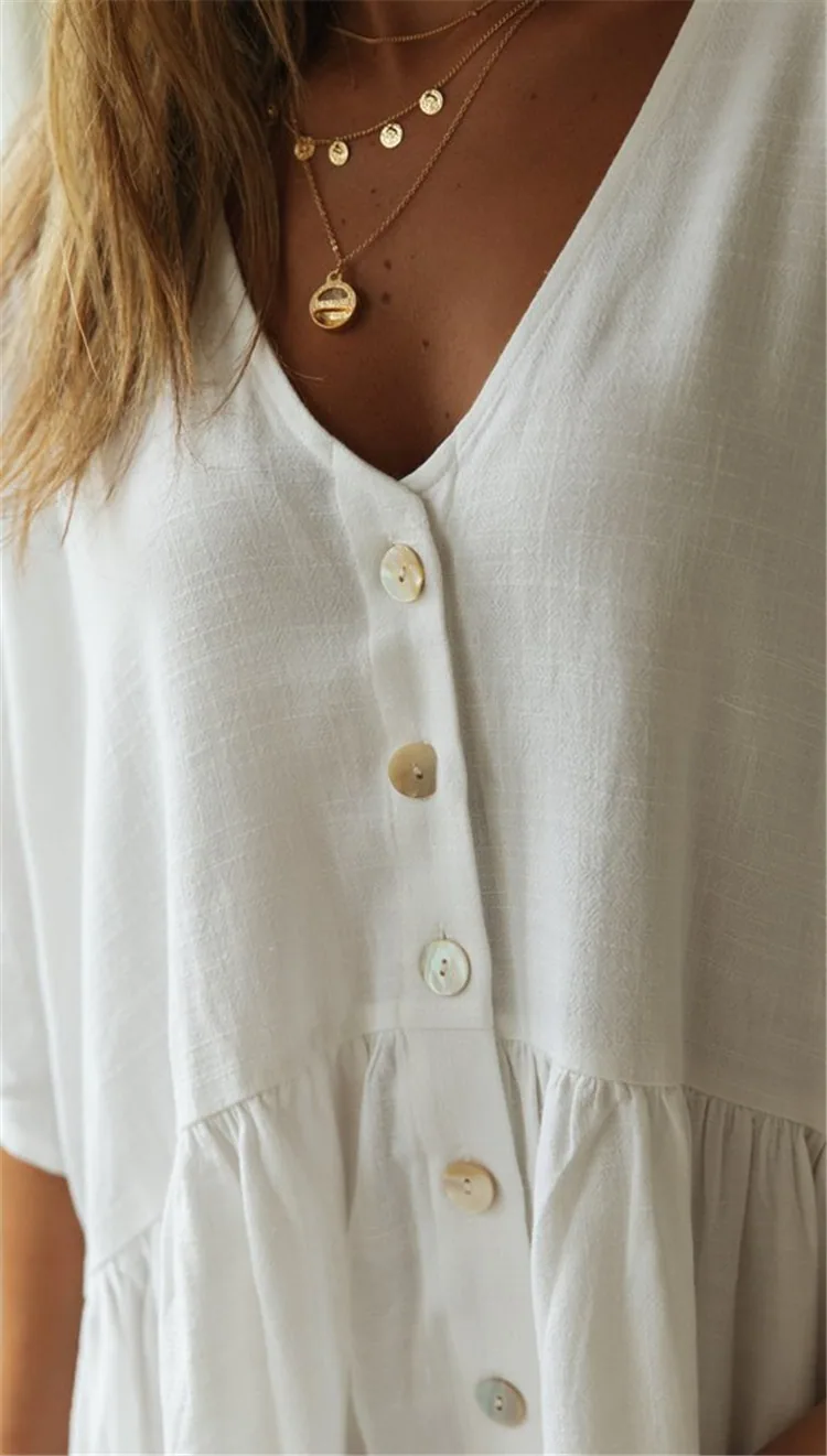 Beach Bikini Blouse Loose Button Vacation Skirt — detail 3