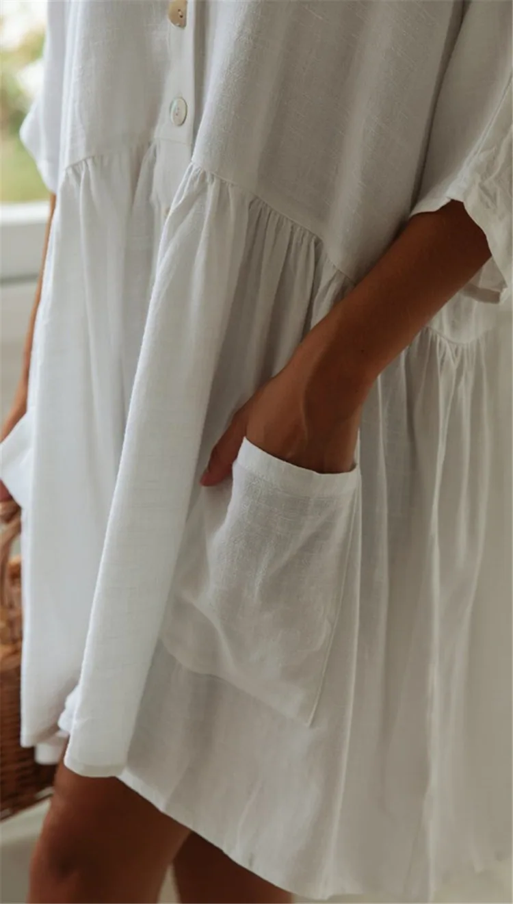 Beach Bikini Blouse Loose Button Vacation Skirt — detail 7