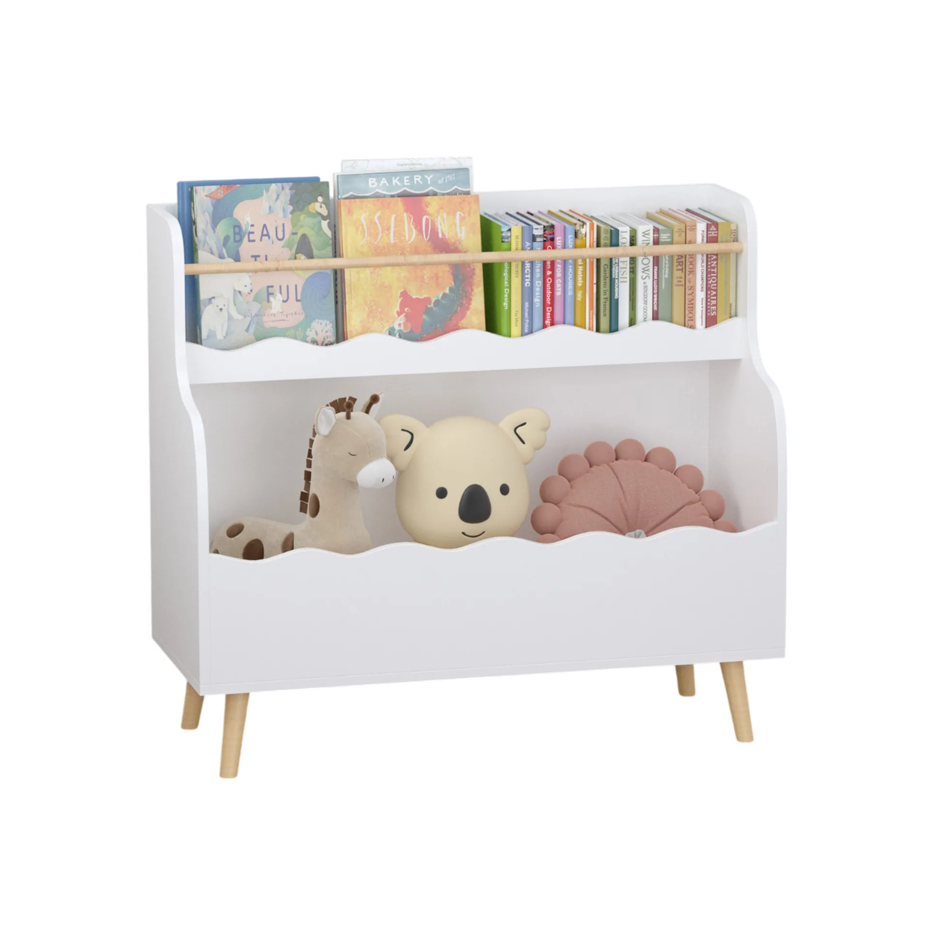 Kids Bookcaes, Children Book Organizer, Toy Storage Cabinet Organizer, White — detail 8