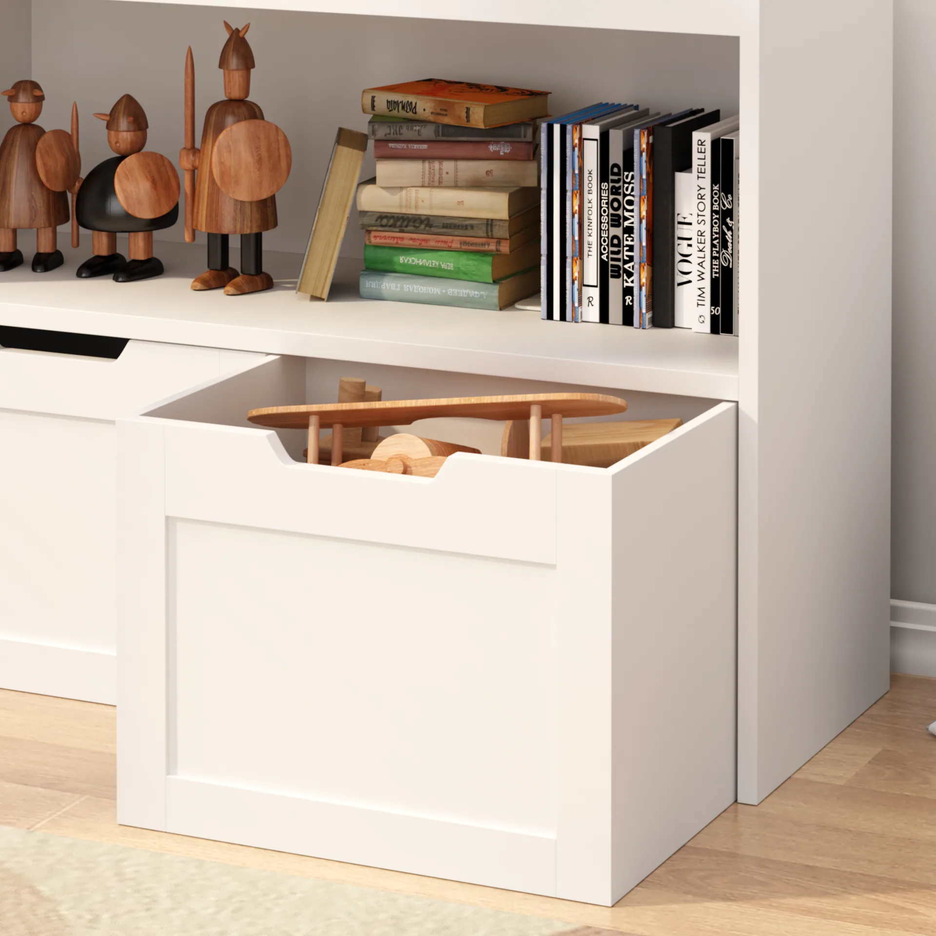 Book Organizer, Toy Storage Cabinet Organizer, White — detail 3