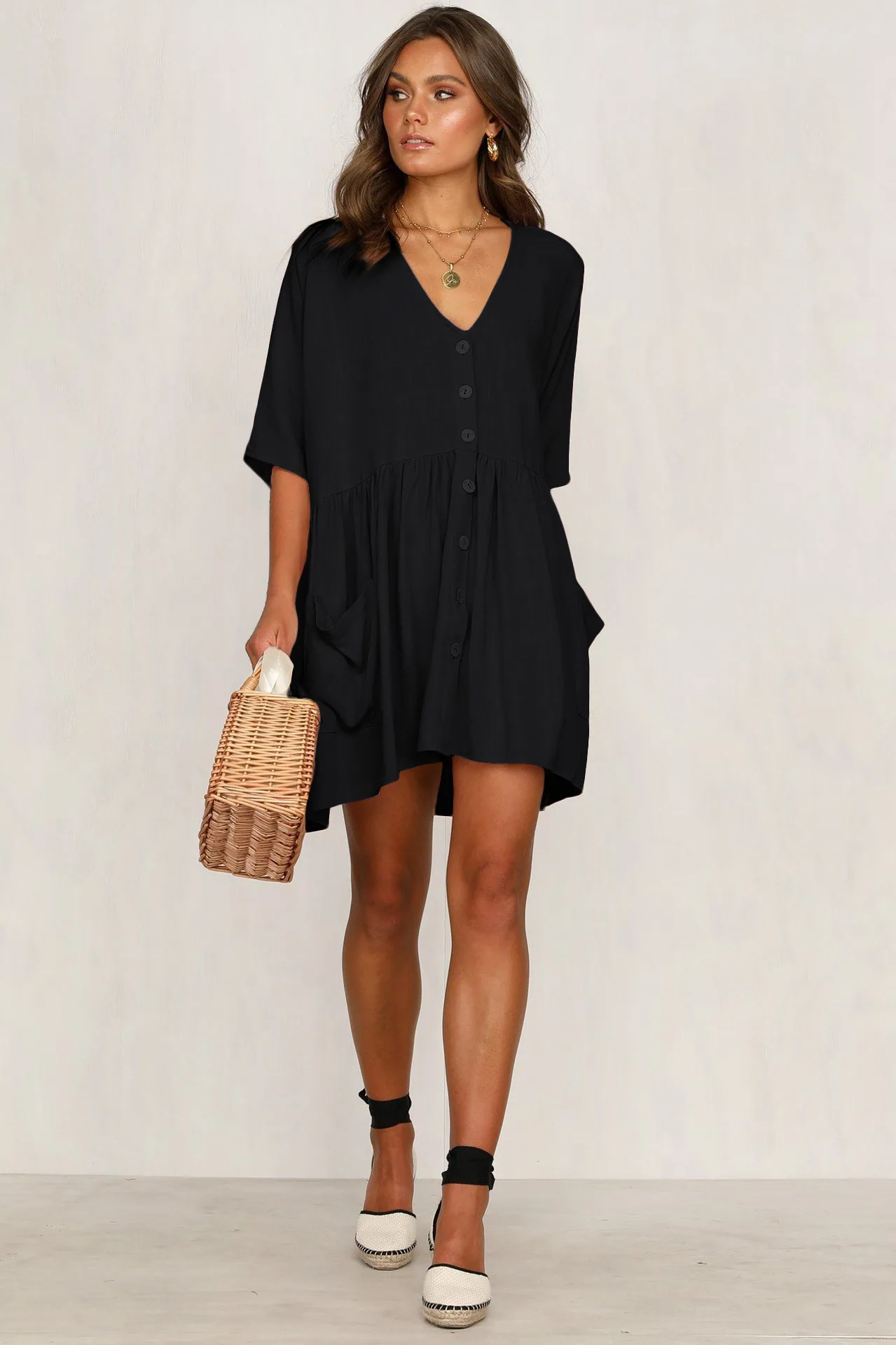 Beach Bikini Blouse Loose Button Vacation Skirt — detail 11