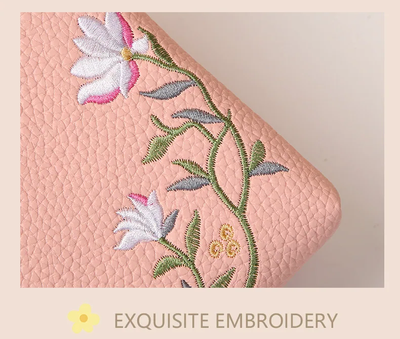 Flower Embroidery Phone Bag With Lock Buckle Outdoor Long Wallet Fashion Shoulder And Crossbody Bags — detail 9